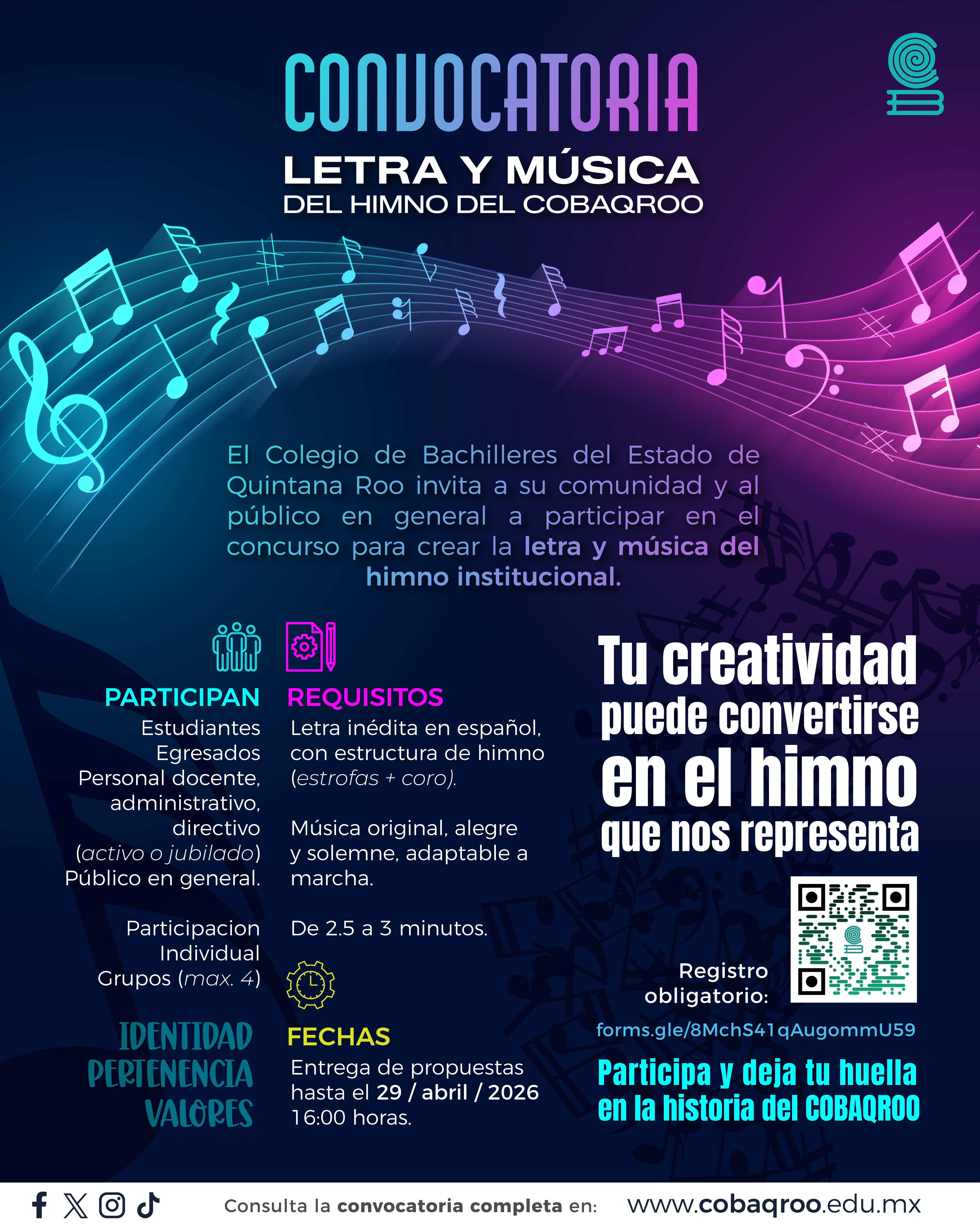 Convocatoria Himno COBAQROO